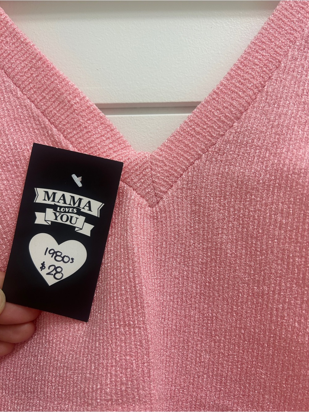 Vintage 1980s Pink Textured V-Neck Top